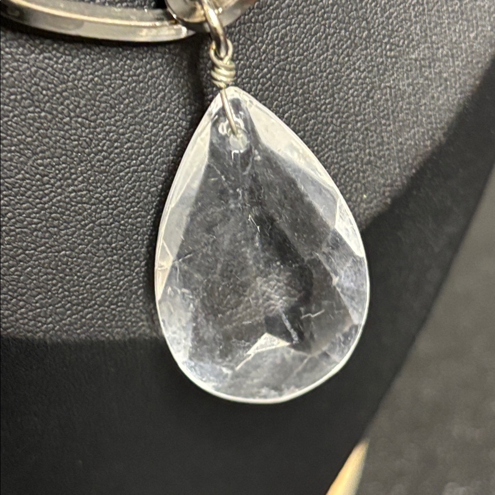 Yochi NY Silver Tone Chain Clear Charm Necklace Modern - Picture 5 of 7